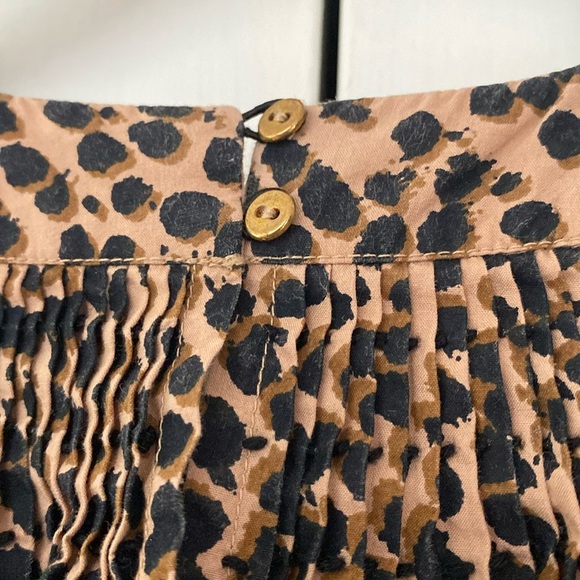 Ulla Johnson Lennie Pleated Cotton Poplin Top Cheetah Print Animal Print Size 0 - Picture 10 of 13